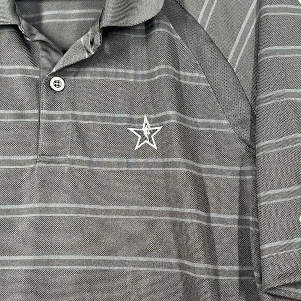 Adidas NBA All-Star Black Polo Golf‎ Collar Shirt L stipe